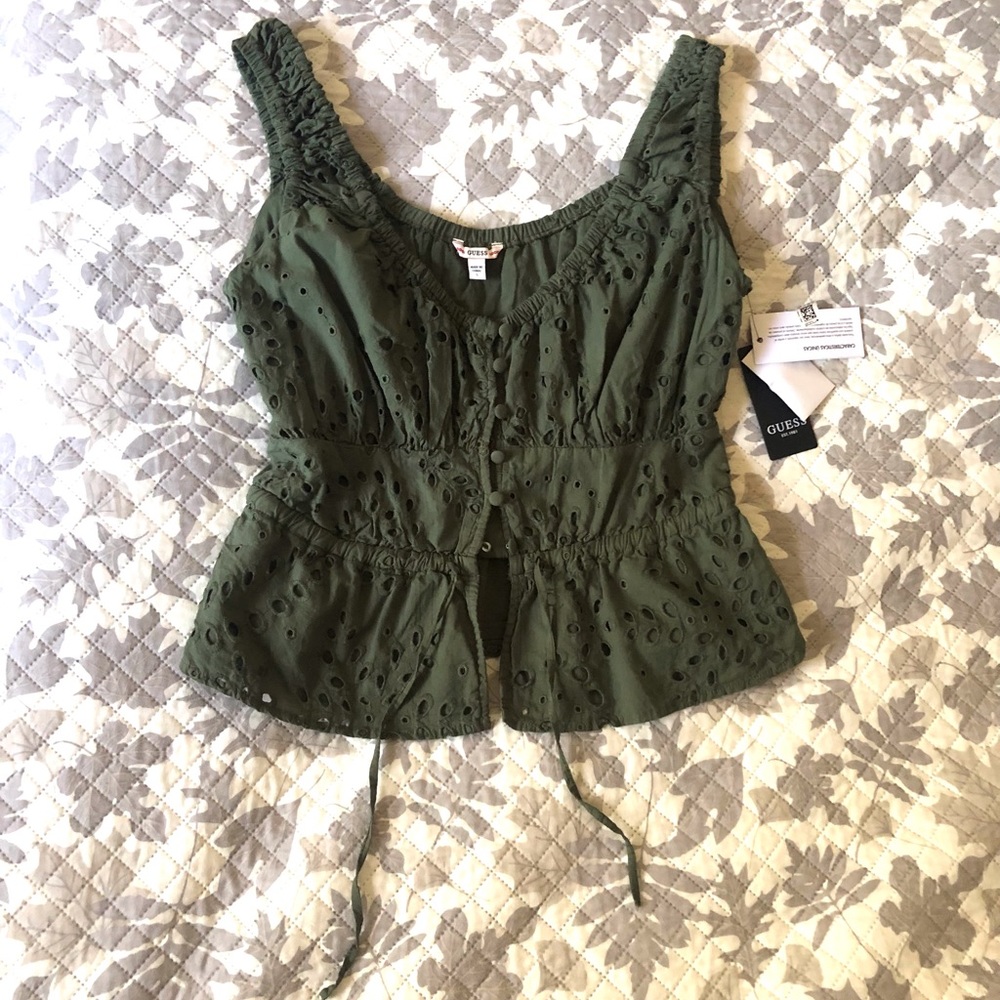 Guess Larisen Top Lichen Leaf Green Multi